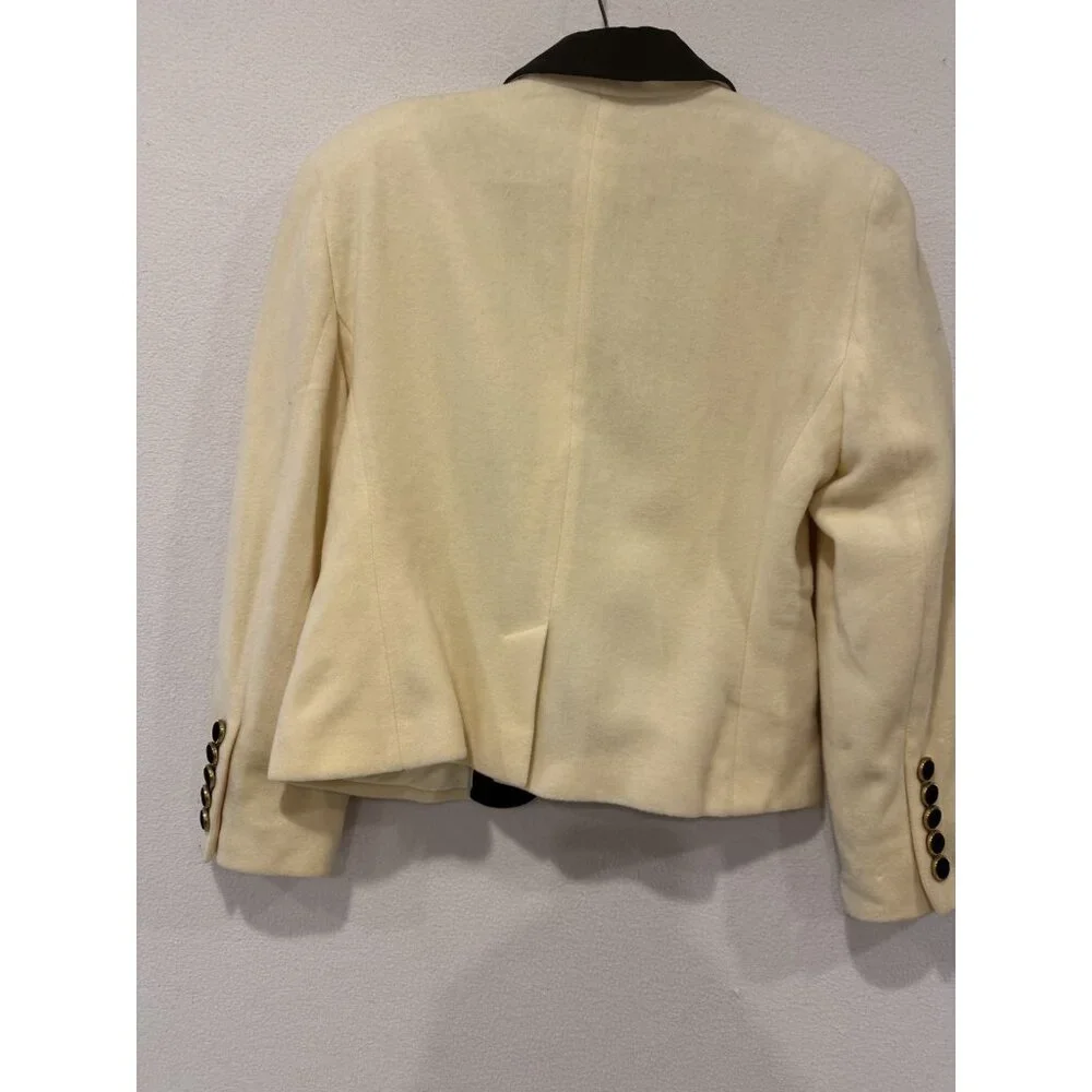 Christian Dior Blazer Jacket CREAM COLOR WITH BLACK VELVET COLLAR SZ 10